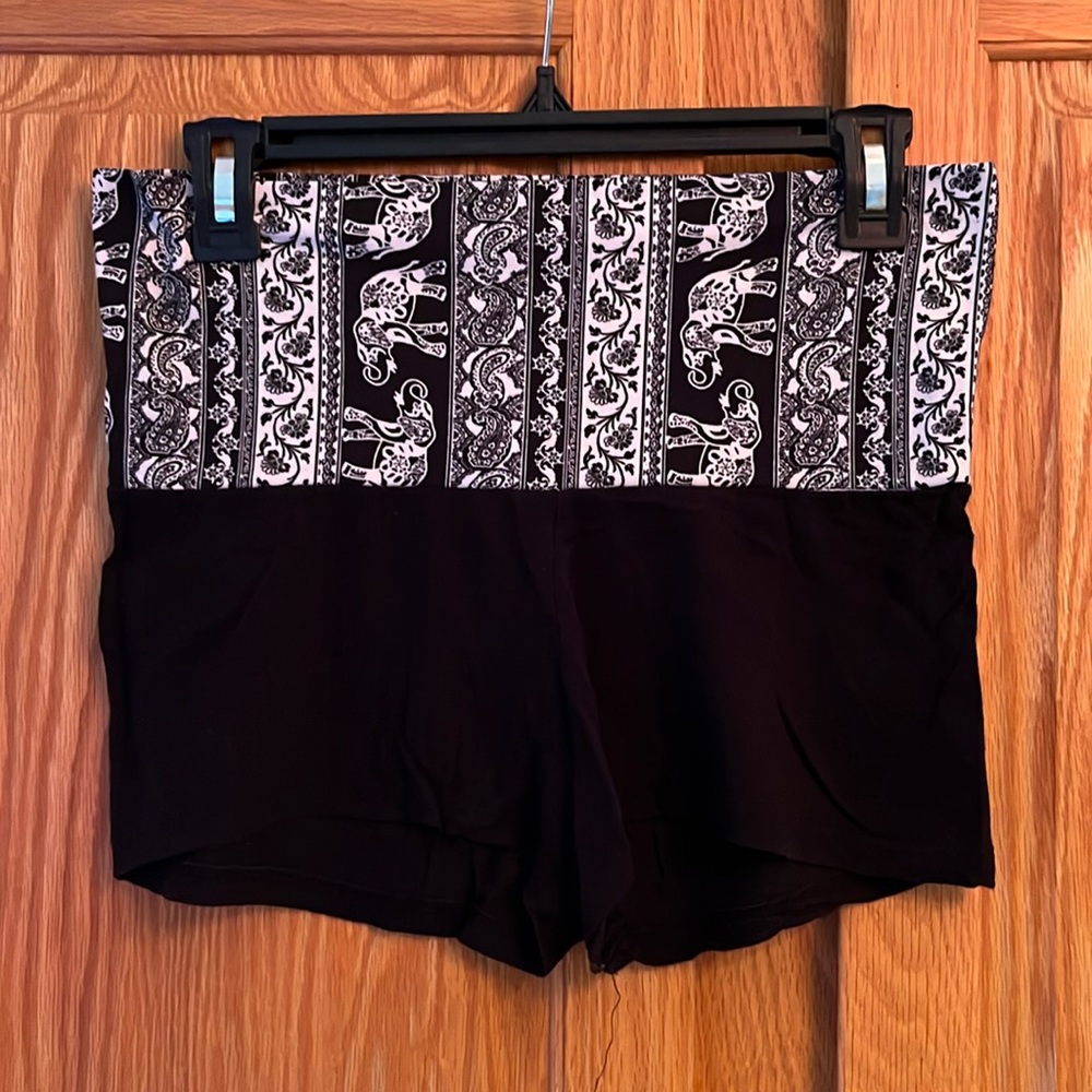 Black Shorts with Elephant Design